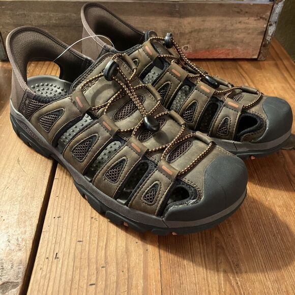 Skechers Sandals Mens 10.5 M Brown Slip Ins Fisherman Walking 205187 main image 10